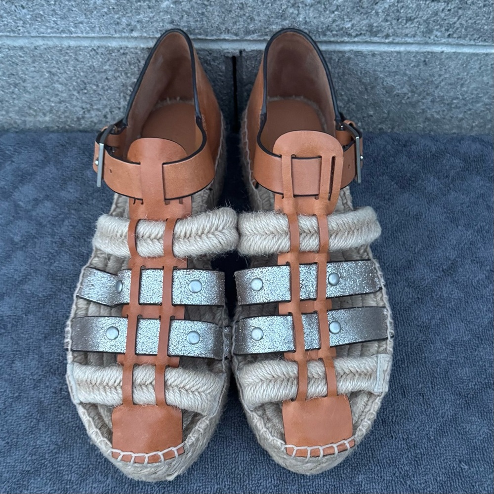 TORY BURCH FISHERMAN ESPADRILLE PLATFORM SIZE 6